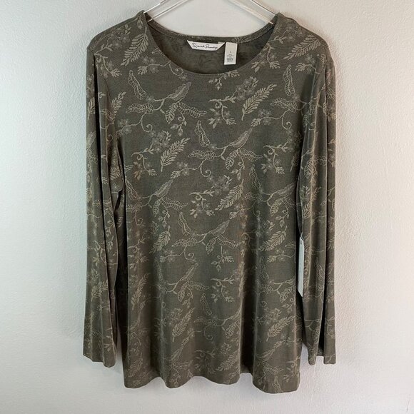French Laundry Floral & Leaf Print  Knit Pullover Size Large - Picture 1 of 9